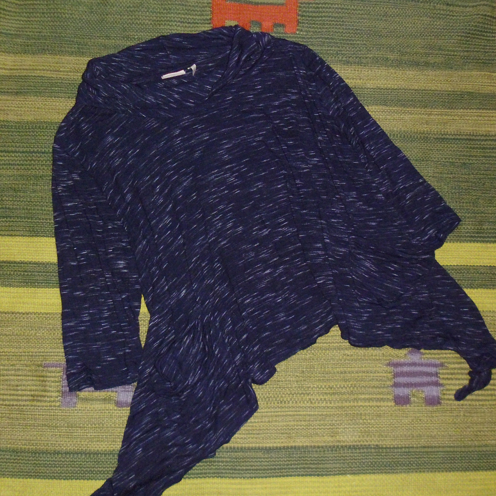 Navy blue space dye top LOGO Lori Goldstein XL